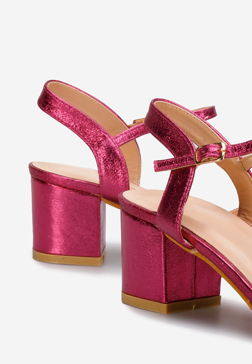 Fuksjowe sandały na słupku Myla
