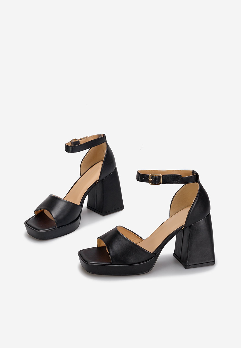 Czarne sandały na słupku Alexaria V2