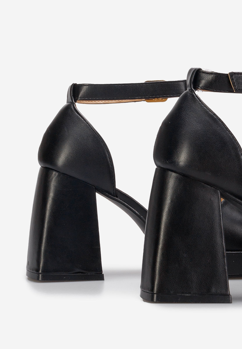 Czarne sandały na słupku Alexaria V2