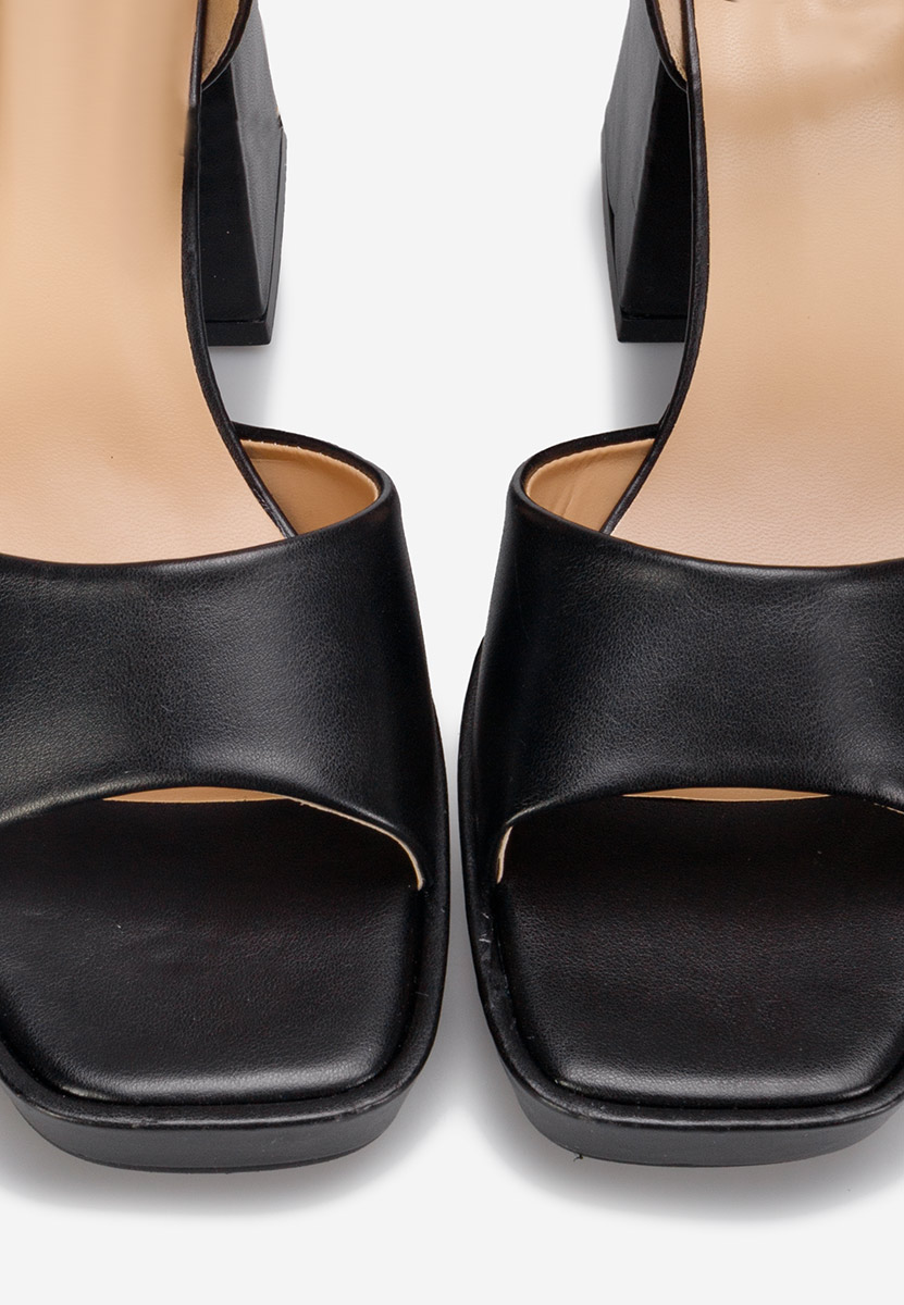 Czarne sandały na słupku Alexaria V2