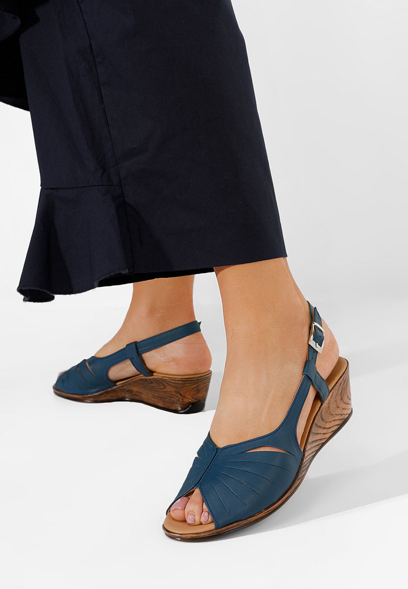 Granatowe sandały damskie skórzane Lovara