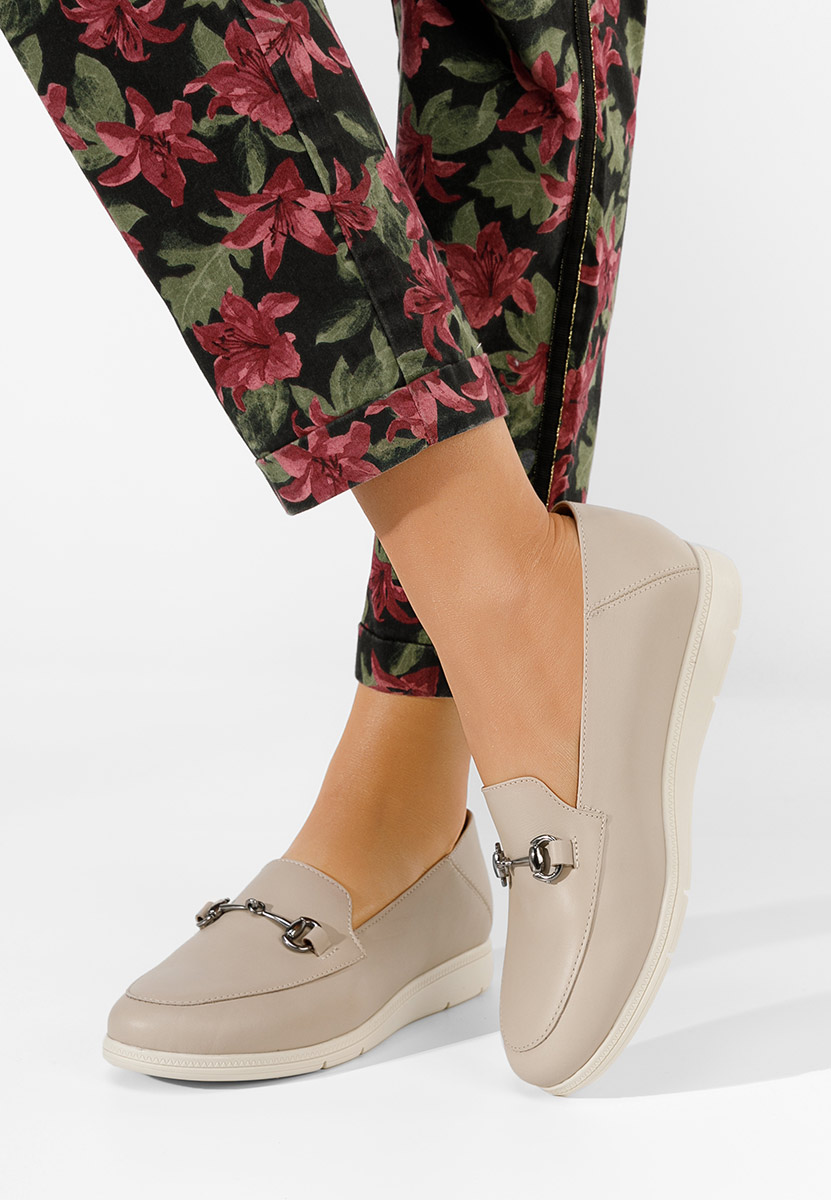 Beżowe mokasyny damskie skórzane Elvia B