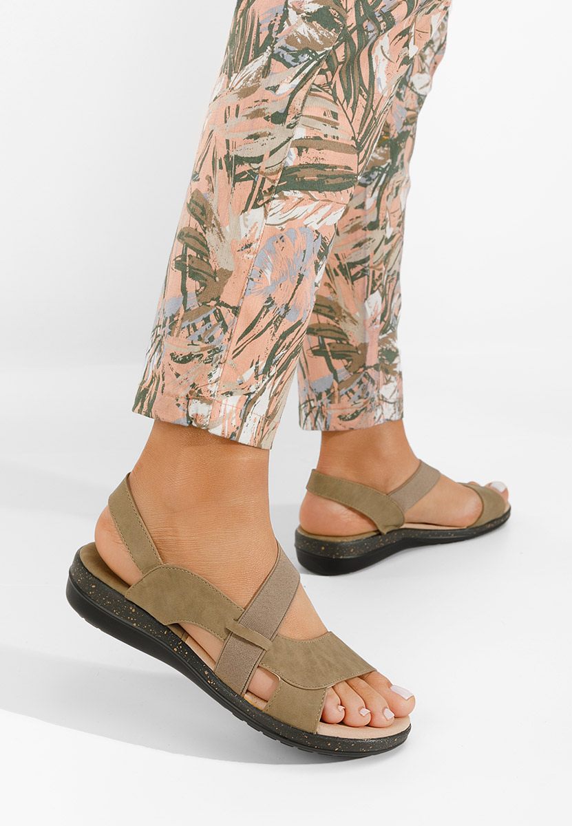 Khaki sandały płaski Tobia