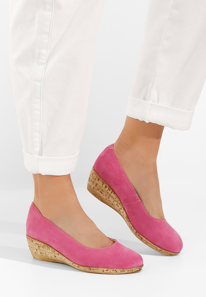 Fuksjowe czółenka na koturnie Sonia