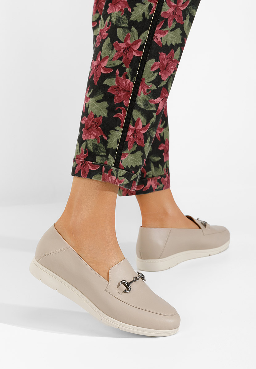 Beżowe mokasyny damskie skórzane Elvia B