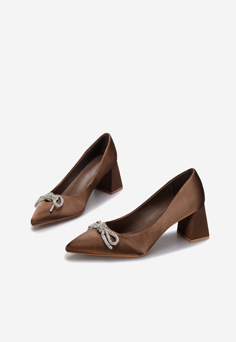 Brązowe czółenka na słupku Abigale