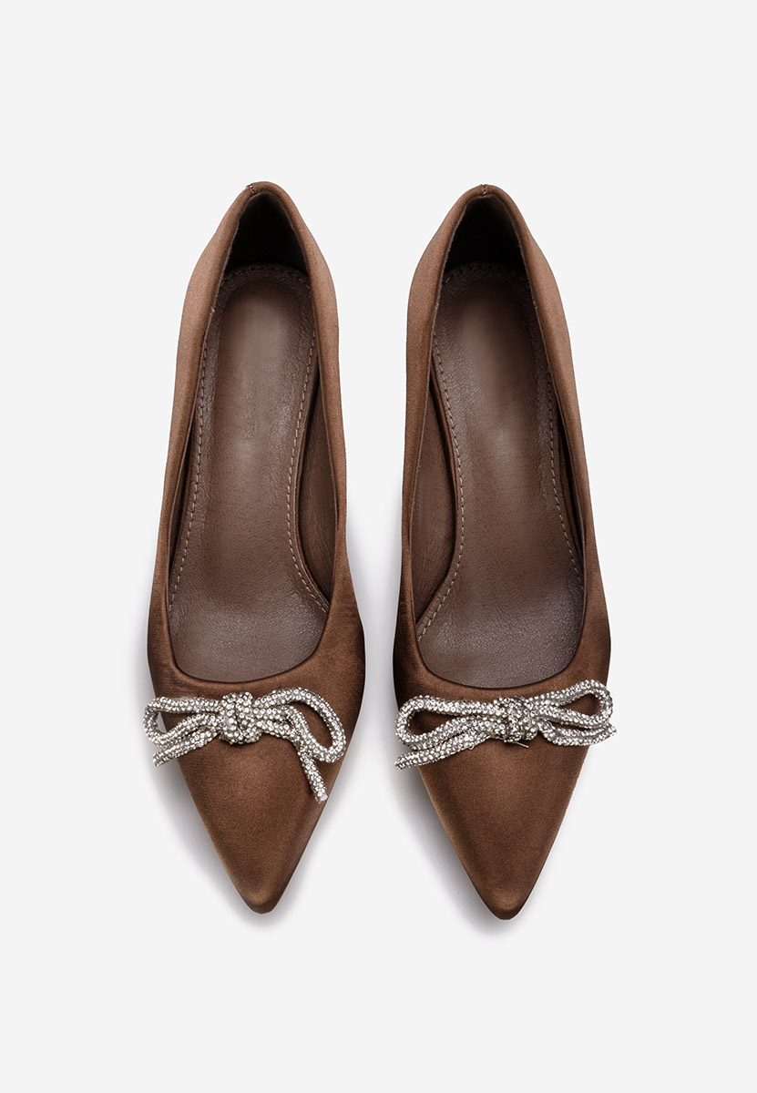 Brązowe czółenka na słupku Abigale