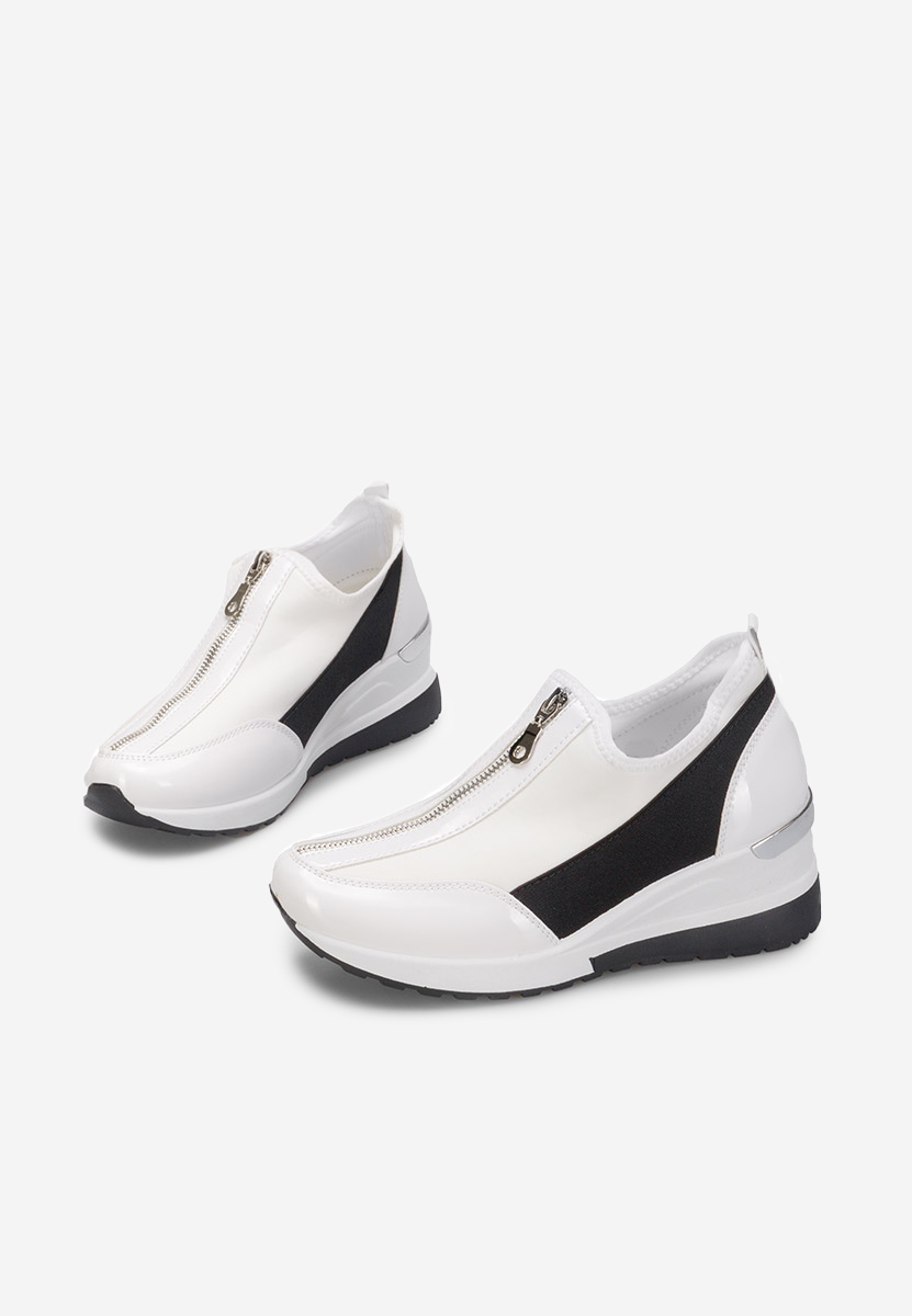 Białe sneakersy na koturnie Dollie