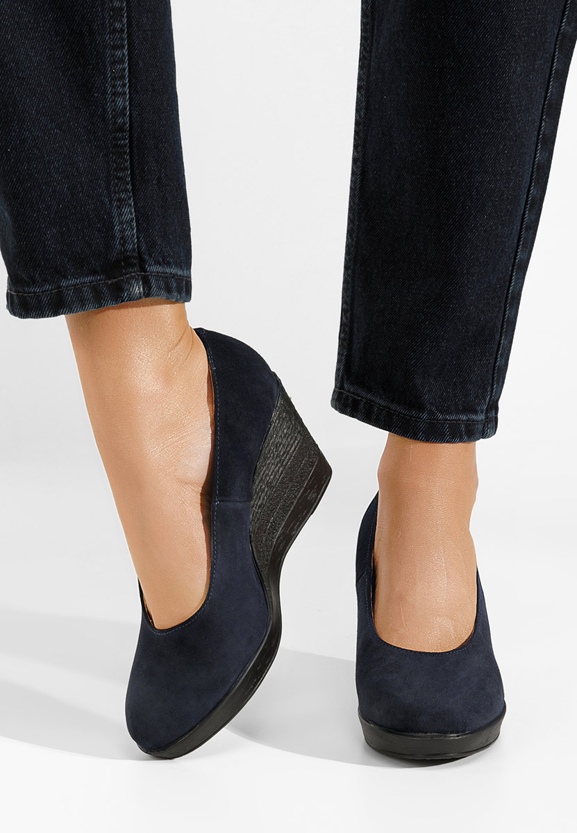 Granatowe czółenka na koturnie Zolia V5