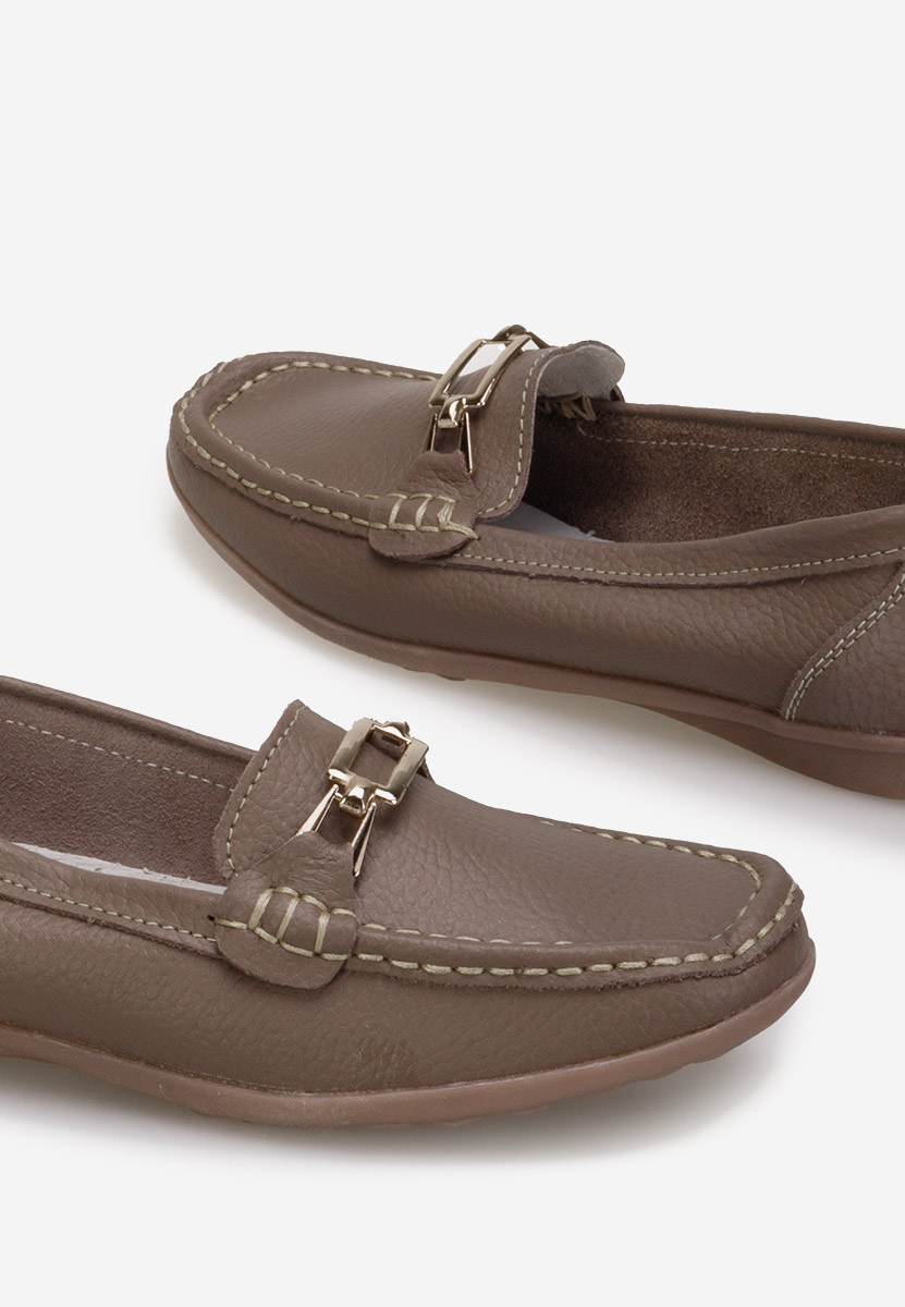 Khaki skórzane mokasyny Celetina