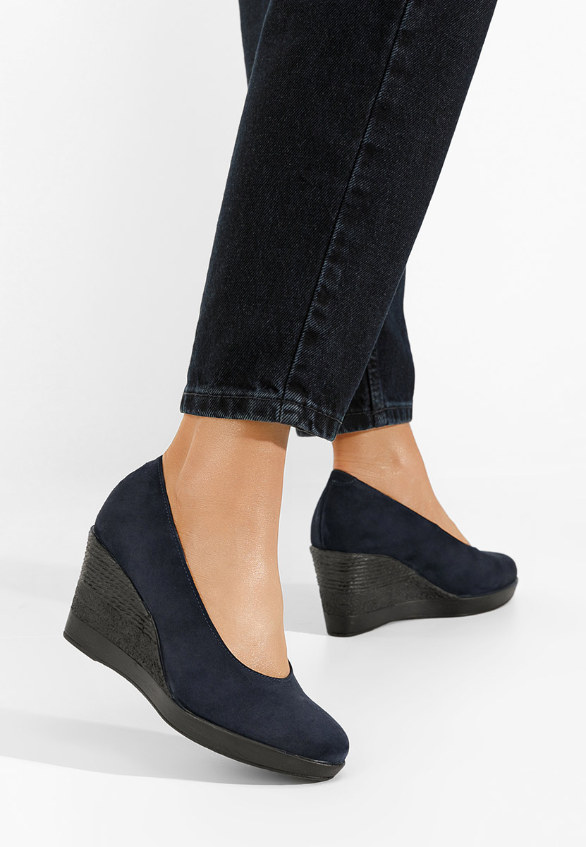 Granatowe czółenka na koturnie Zolia V5