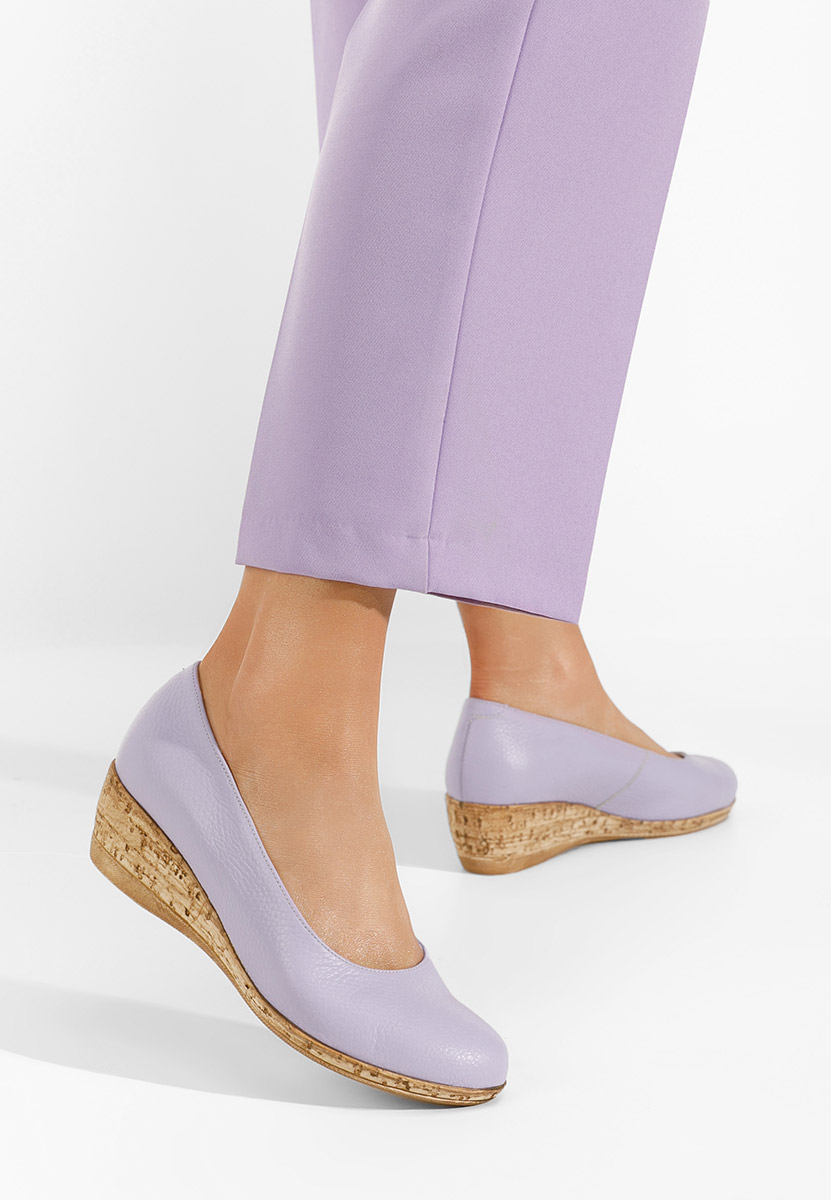 Fioletowe czółenka na koturnie Sonia V3