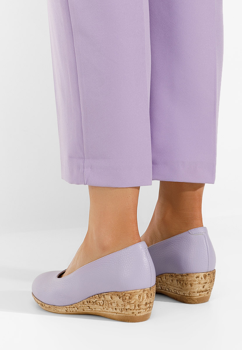 Fioletowe czółenka na koturnie Sonia V3