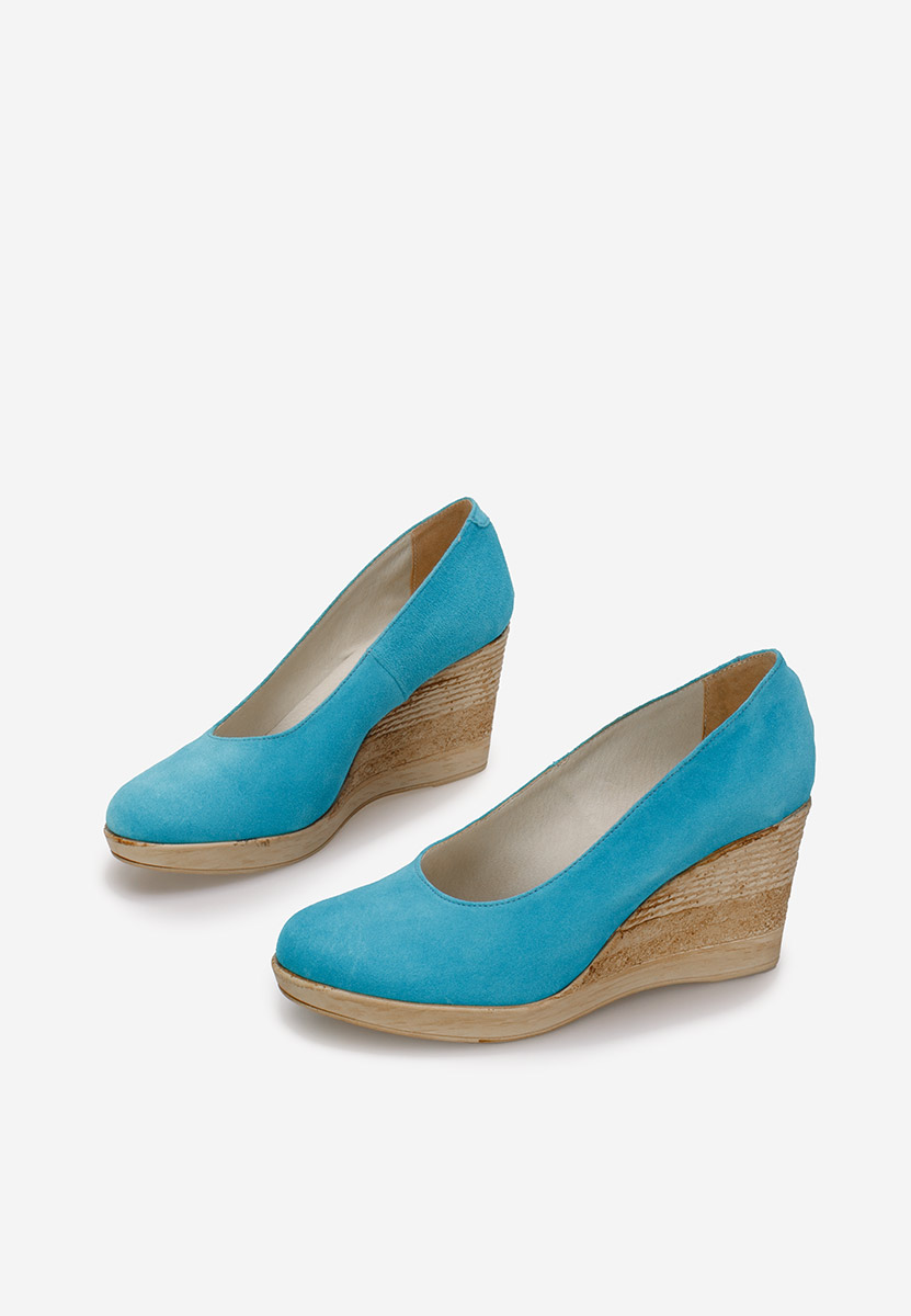 Niebieski czółenka na koturnie Zola V2