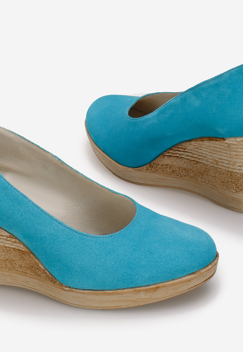 Niebieski czółenka na koturnie Zola V2