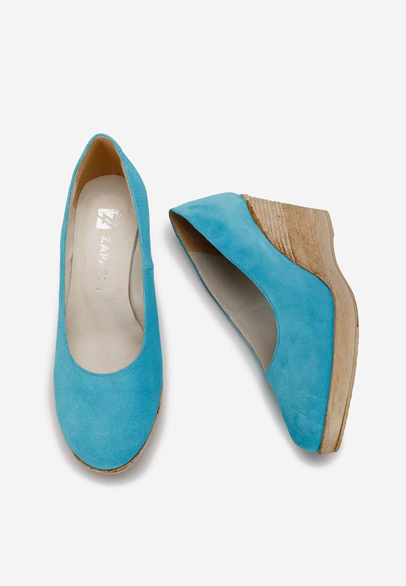 Niebieski czółenka na koturnie Zola V2