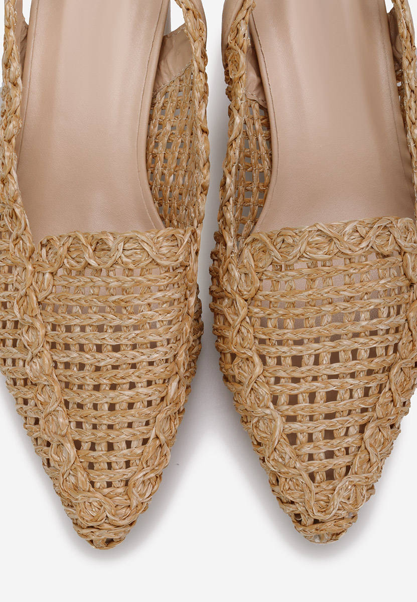 Khaki czółenka na niskim słupku Tosena