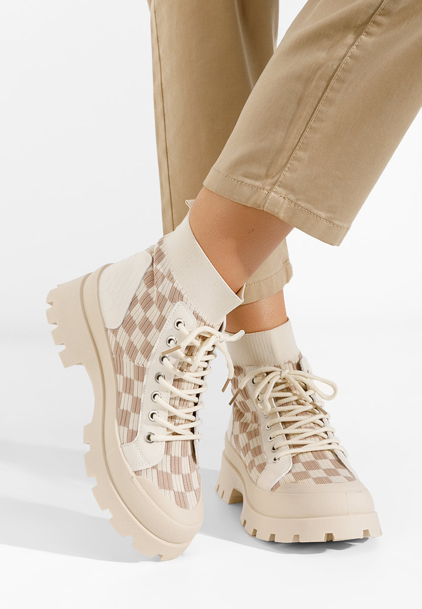 Beżowe trampki wysokie damskie Zendoria V2