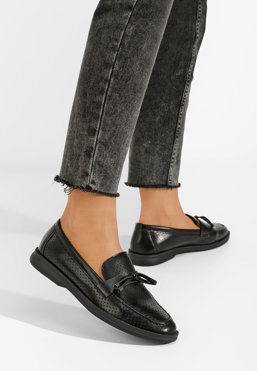 Czarne letnie mokasyny damskie Morvana V3