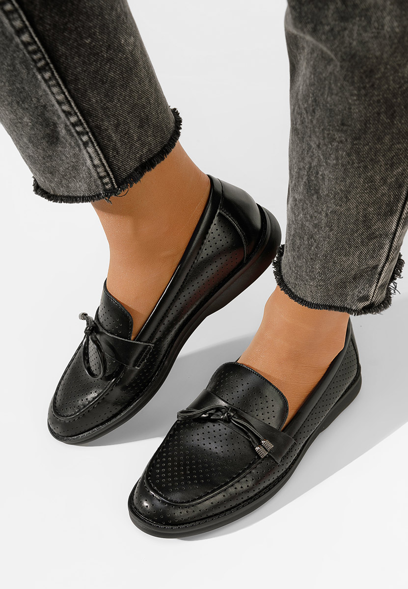 Czarne letnie mokasyny damskie Morvana V3