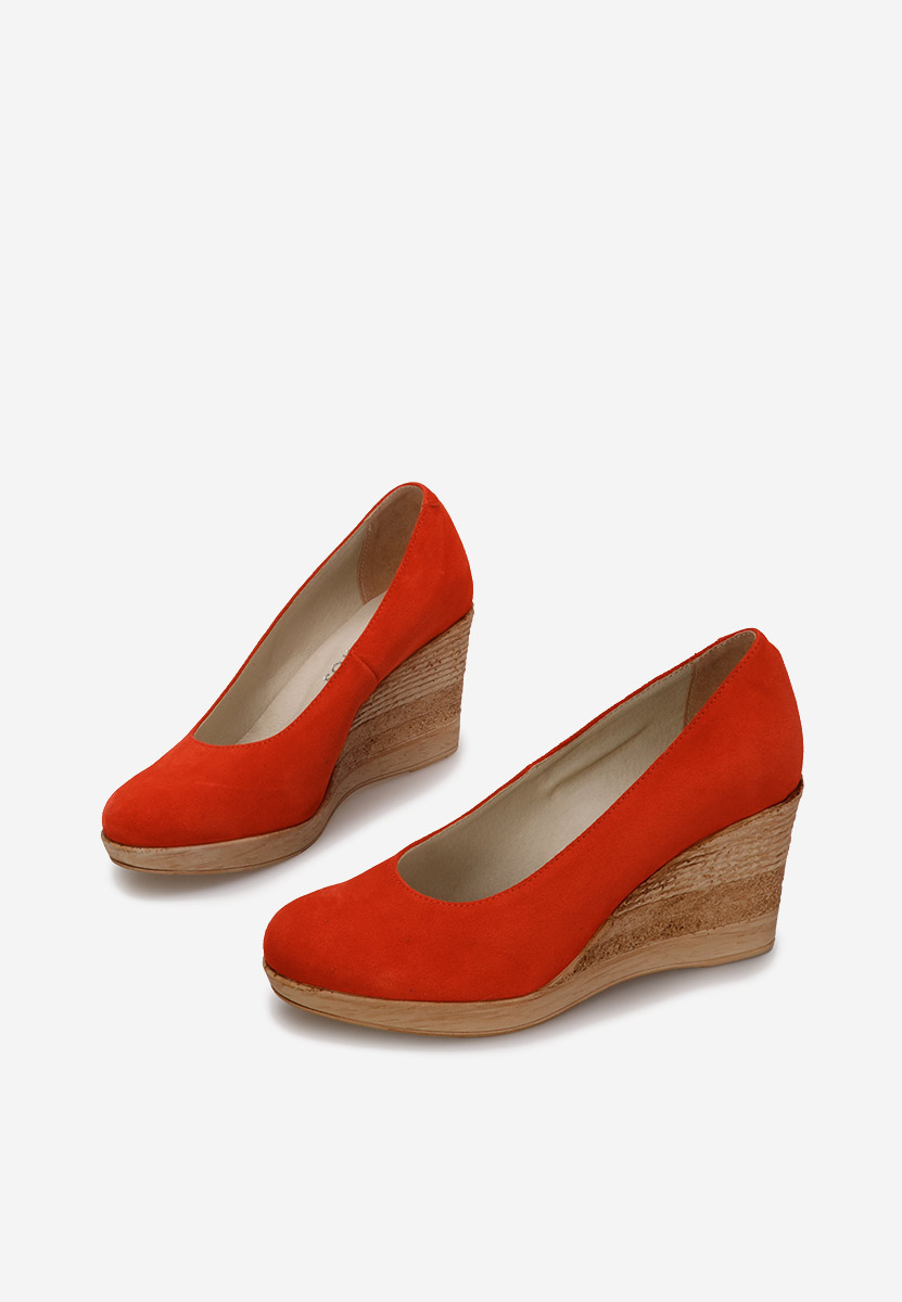 Pomarańczowe czółenka na koturnie Zola V2