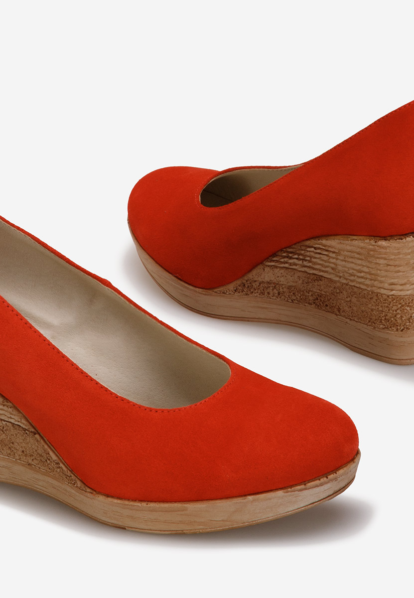 Pomarańczowe czółenka na koturnie Zola V2