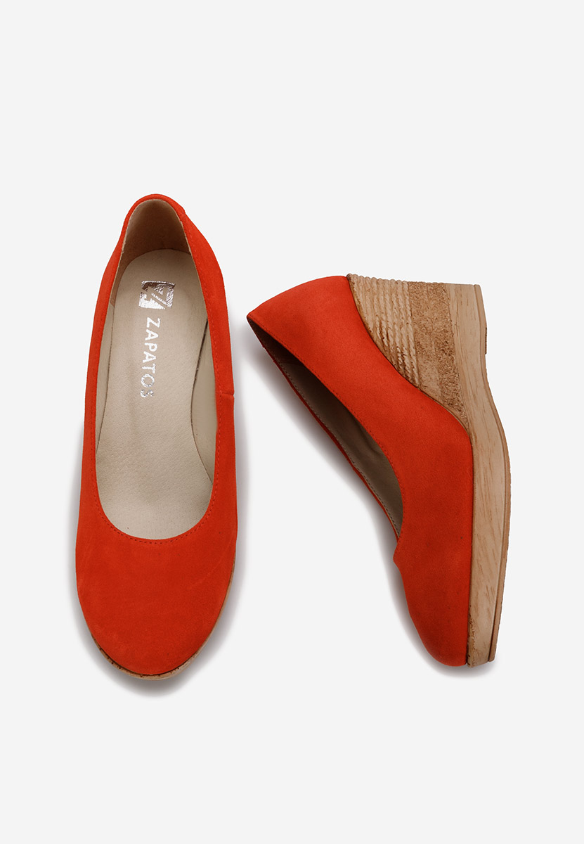 Pomarańczowe czółenka na koturnie Zola V2
