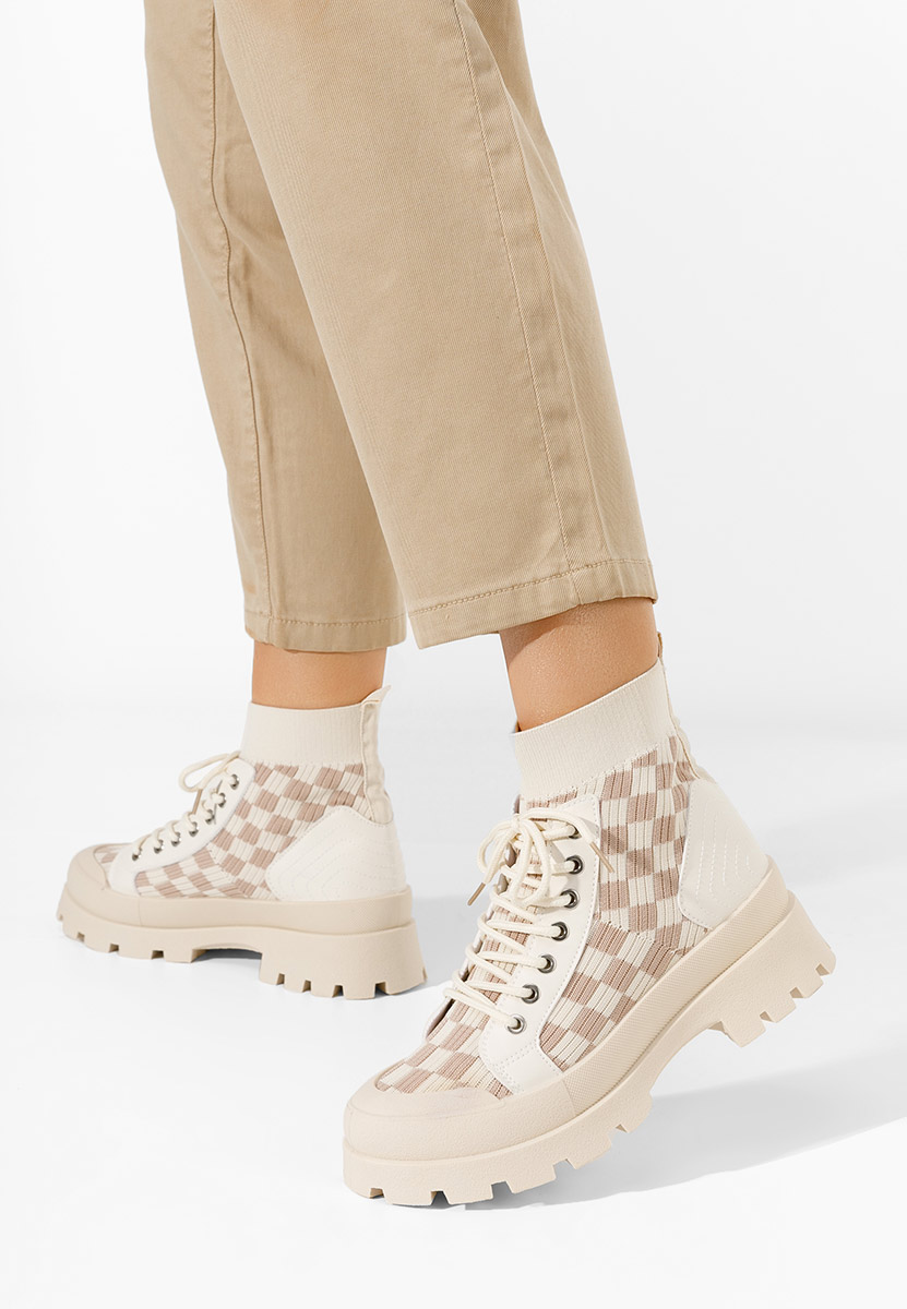 Beżowe trampki wysokie damskie Zendoria V2