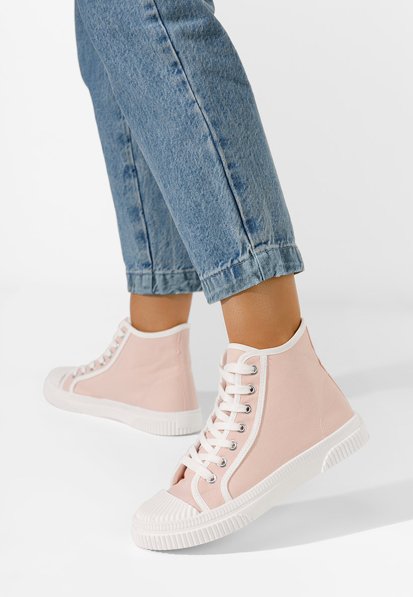 Różowe trampki wysokie damskie Caneiro