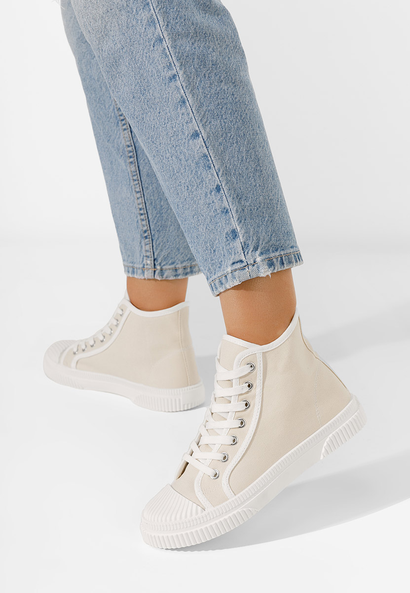 Beżowe trampki wysokie damskie Caneiro