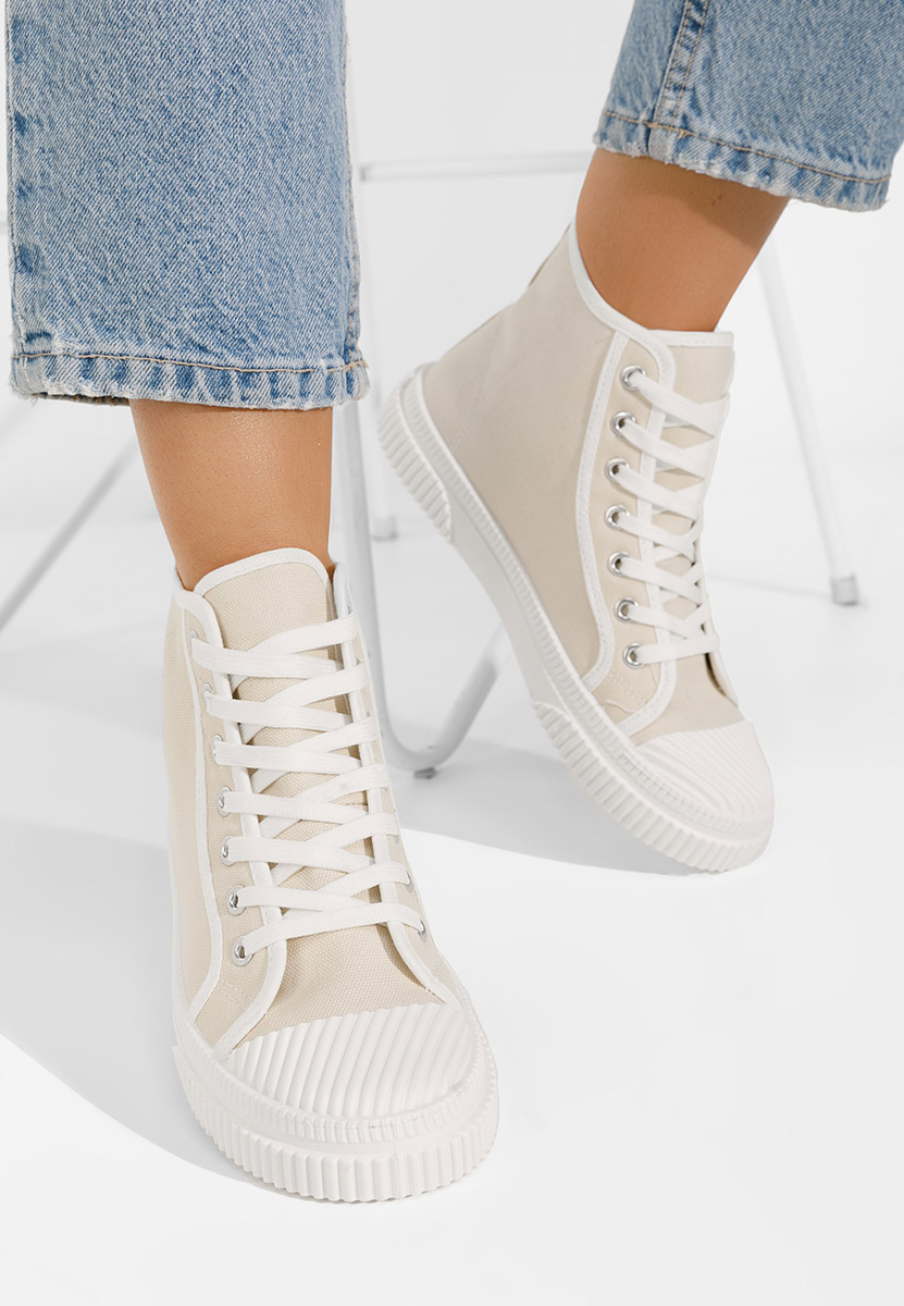 Beżowe trampki wysokie damskie Caneiro