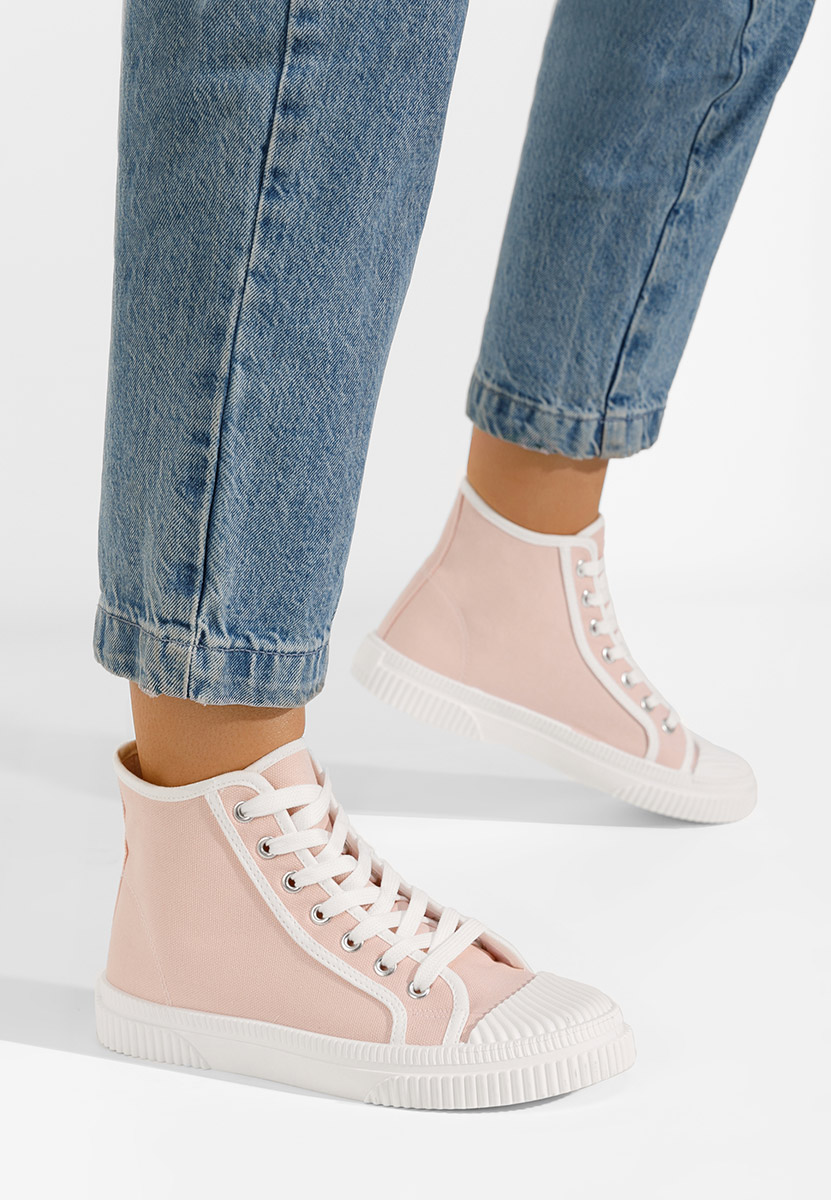Różowe trampki wysokie damskie Caneiro