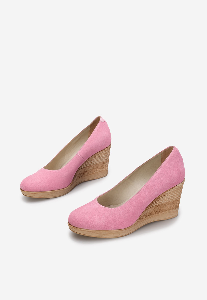 Różowe czółenka na koturnie Zola V2