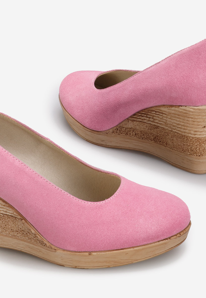 Różowe czółenka na koturnie Zola V2