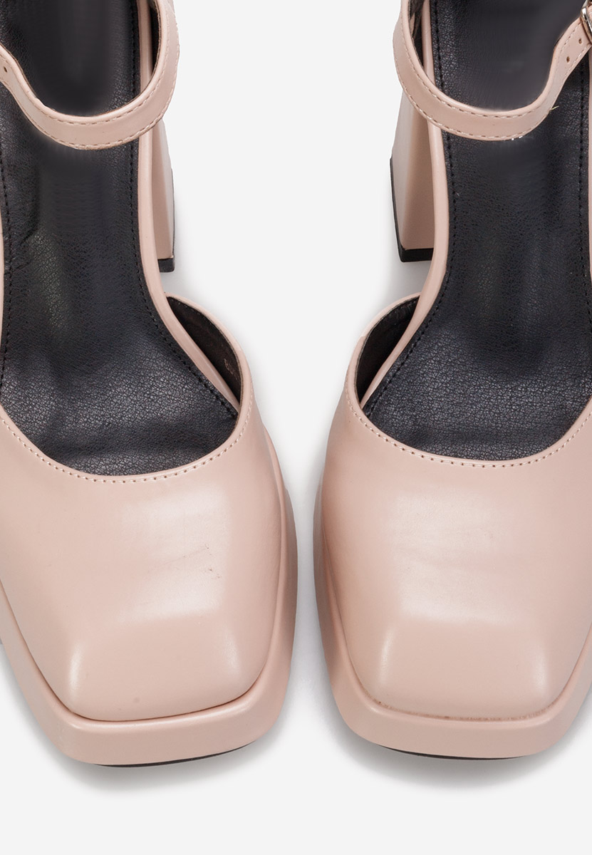 Beżowe czółenka na słupku Abile