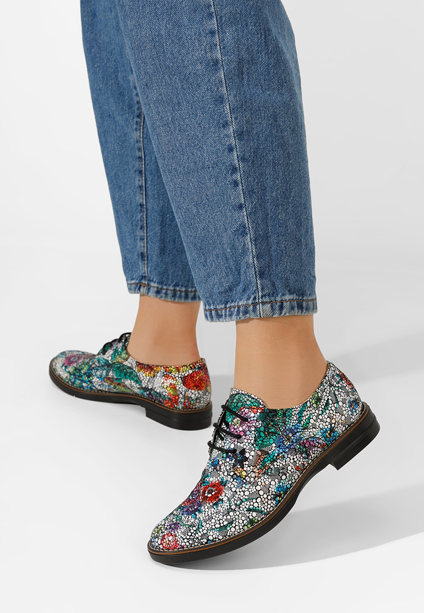 Wielokolorowy oxfordy damskie skórzane Otivera V15