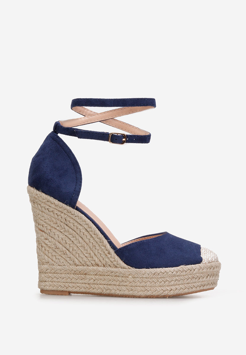 Niebieskie espadryle na koturnie Saniza