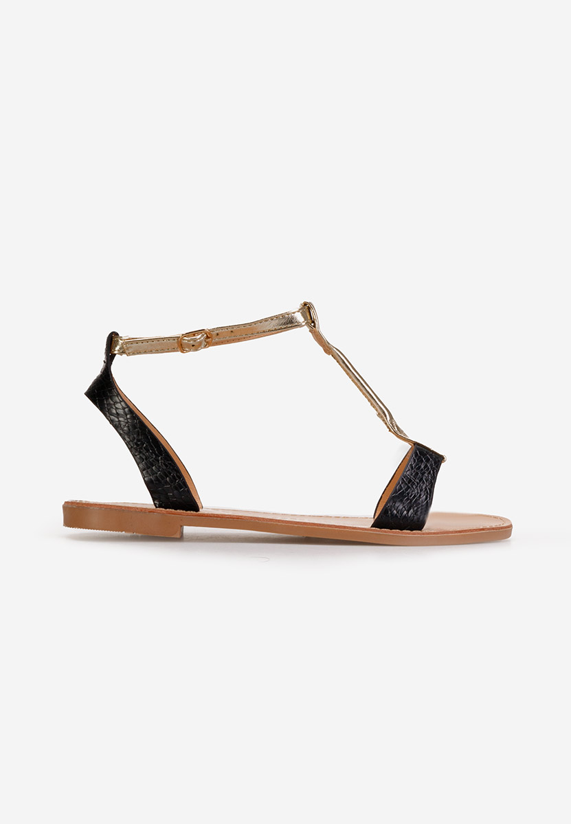 Czarne sandały płaski Isabela