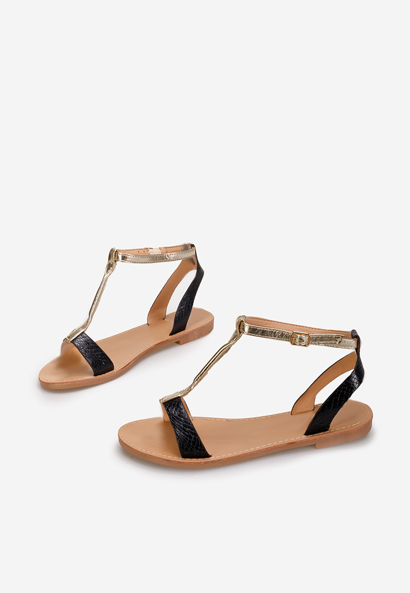 Czarne sandały płaski Isabela