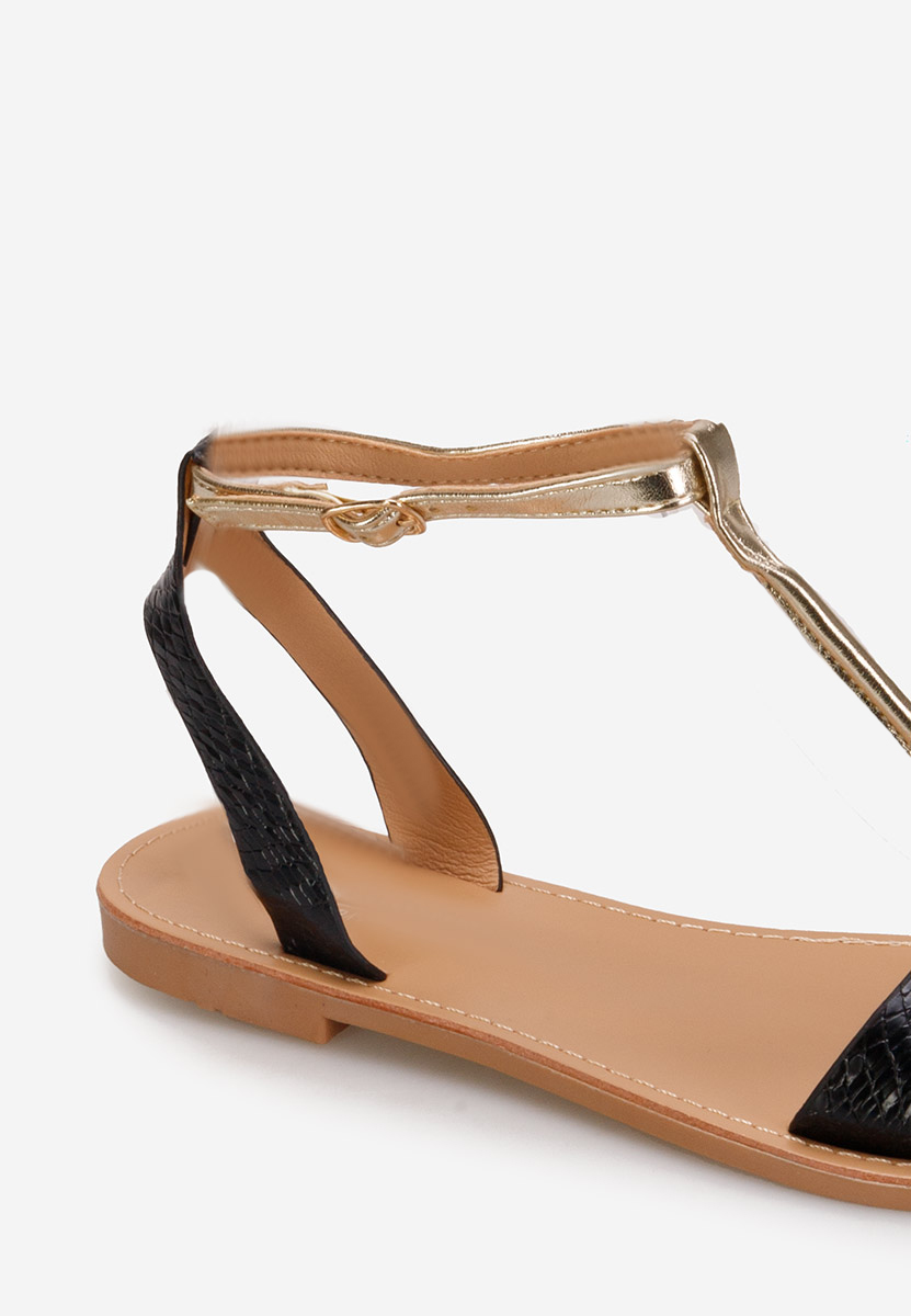 Czarne sandały płaski Isabela