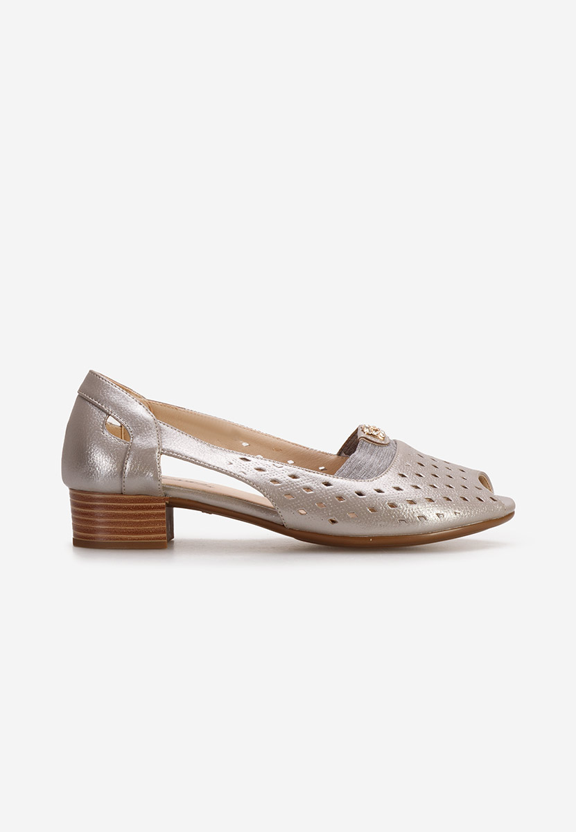 Srebrne czółenka na niskim obcasie Althena