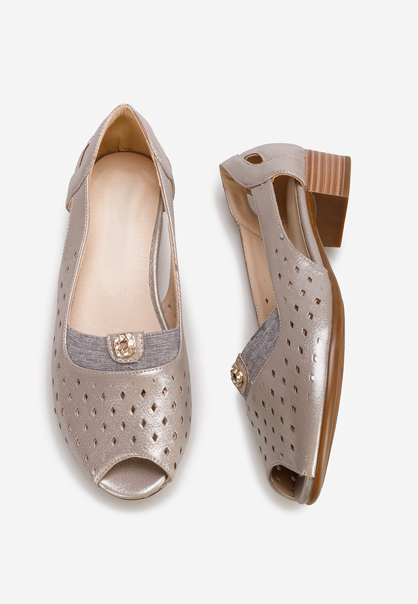 Srebrne czółenka na niskim obcasie Althena