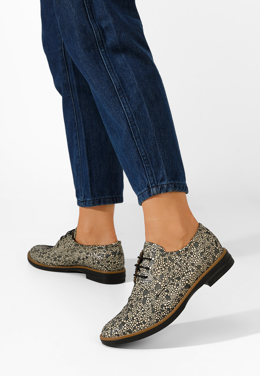 Wielokolorowy oxfordy damskie skórzane Otivera V16