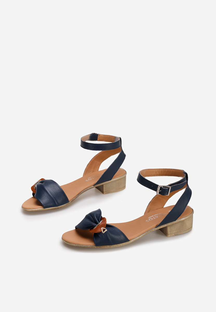 Granatowe sandały damskie skórzane Vestina