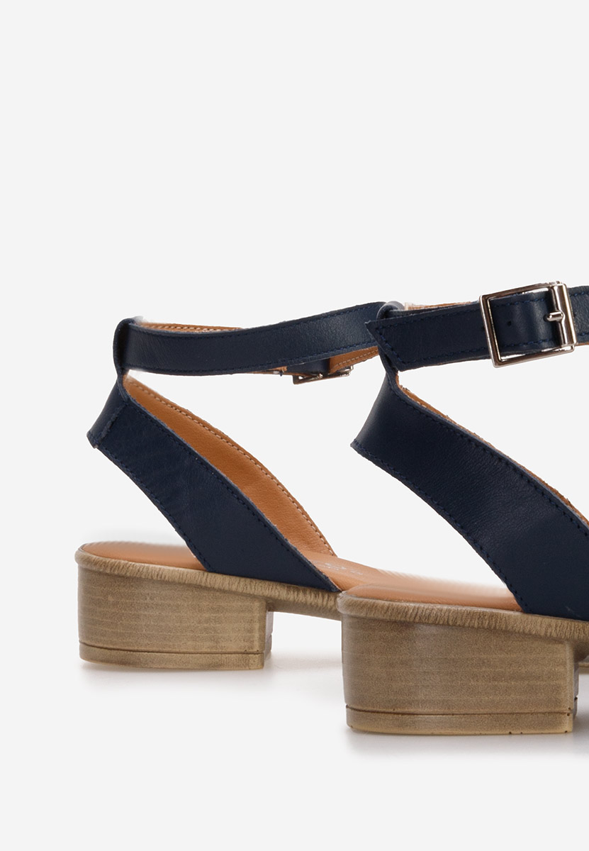 Granatowe sandały damskie skórzane Vestina