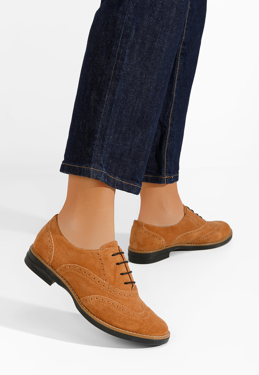 Camelowe brogues damskie Emily