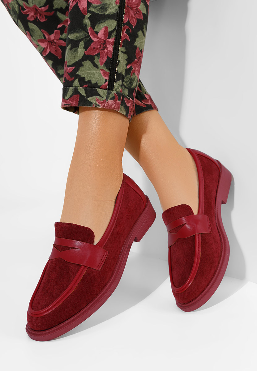 Bordowe loafer damskie Canberra