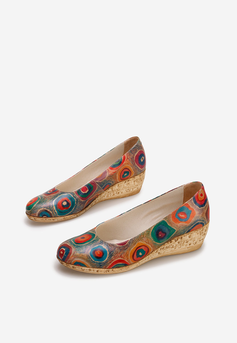 Wielokolorowy czółenka na koturnie Sonia V3