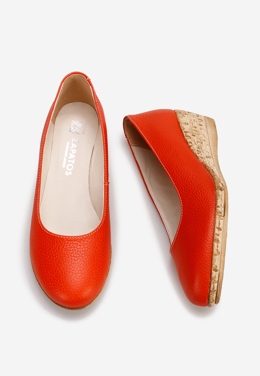 Pomarańczowe czółenka na koturnie Sonia V3