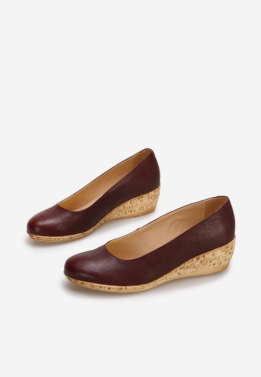 Bordowe czółenka na koturnie Sonia V3